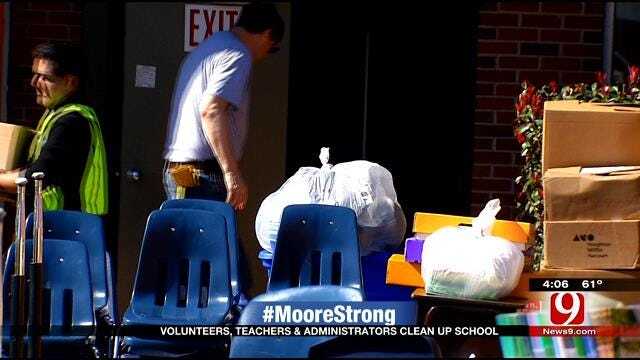 Moore Educators Band Together To Help Cleanup At Southgate Elementary