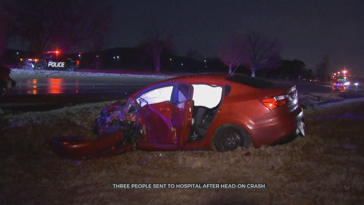 3 Hospitalized After Head-On Crash In Tulsa 