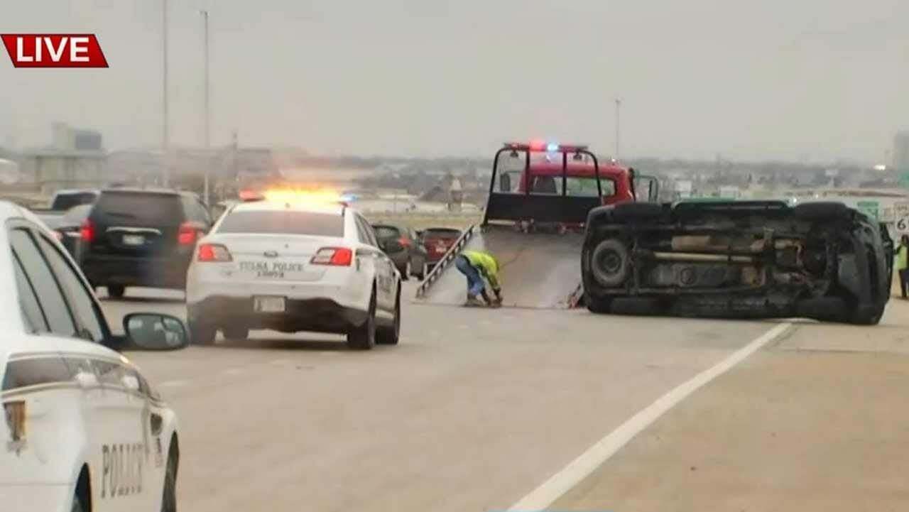 WATCH: Tulsa Police Respond To Non-Injury Rollover Crash