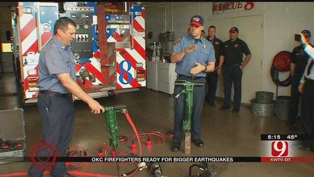 OKC Fire Department Demonstrates Equipment To Save Earthquake Victims