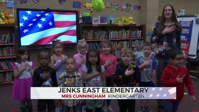 Daily Pledge: Students From Jenks East Elementary Kindergarten Class