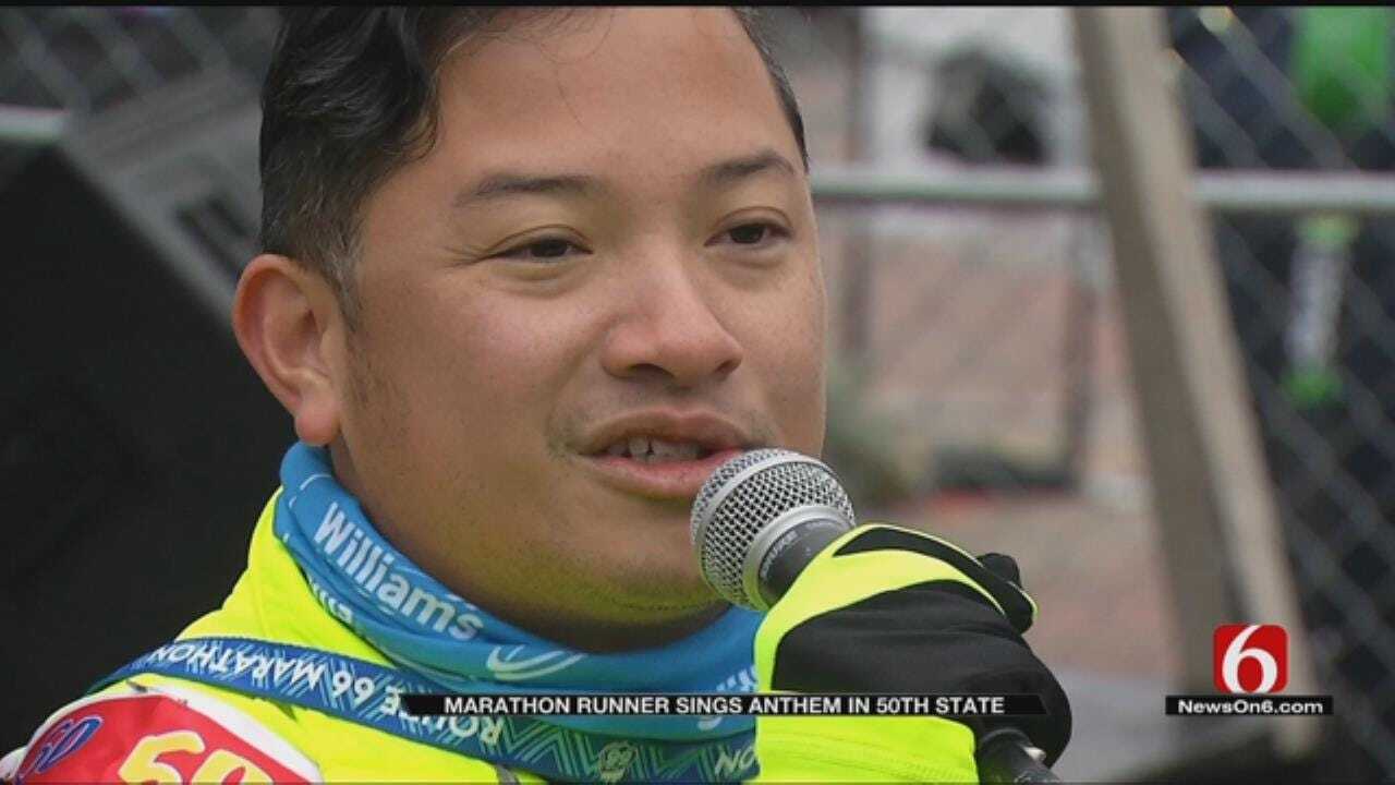 Oklahoma Marks 50th State For Anthem Singing Marathon Runner From NYC