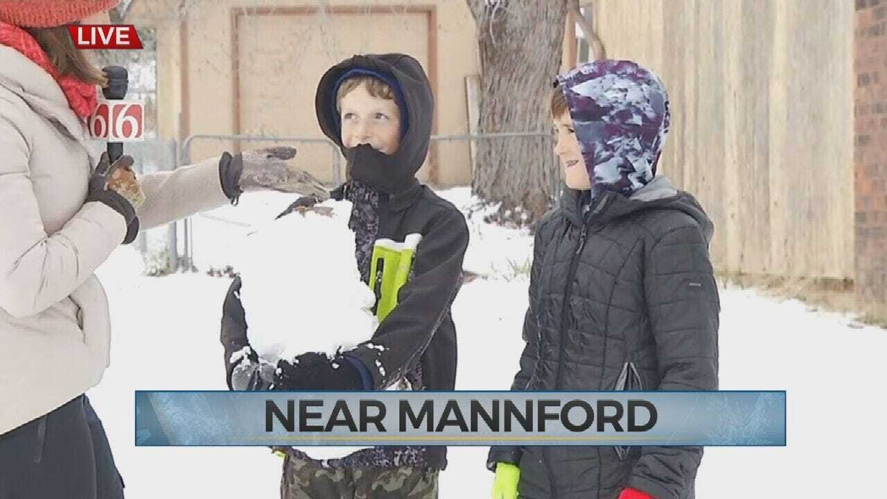 WATCH: News On 6's Tess Maune Checks Winter Weather In Mannford Area
