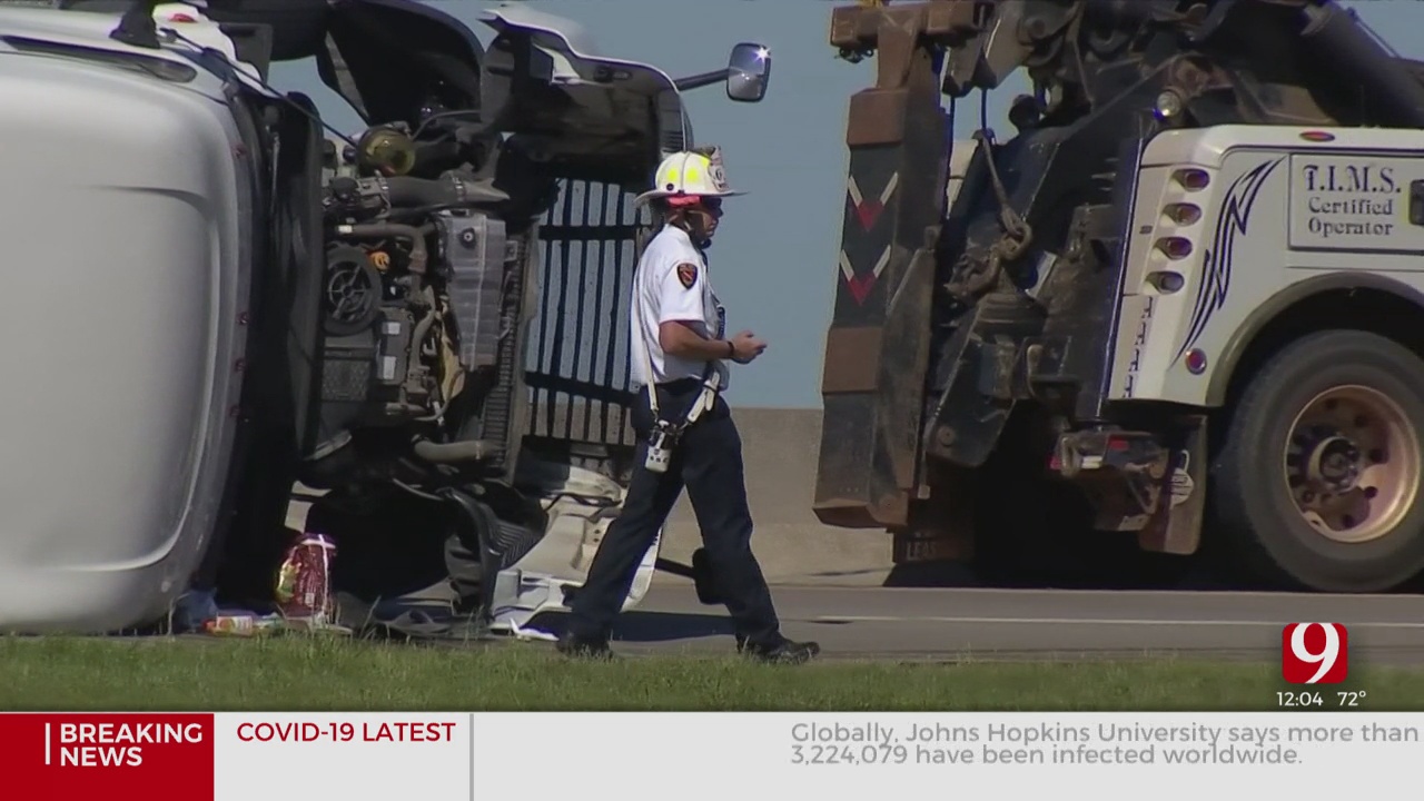 WATCH: Traffic Diverted After I-44 Rollover Accident In OKC