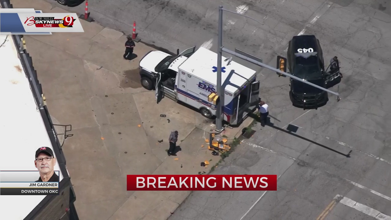 WATCH: EMSA Ambulance Involved In Downtown OKC Accident