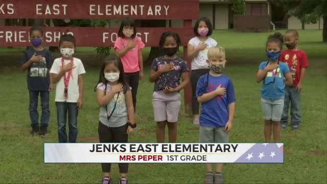 Daily Pledge: Mrs. Peper's 1st Grade Class at Jenks East Elementary  