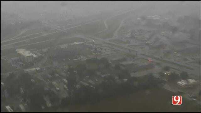 WEB EXTRA: Bob Mills SkyNews 9 HD Flies Over Flooding In Pauls Valley