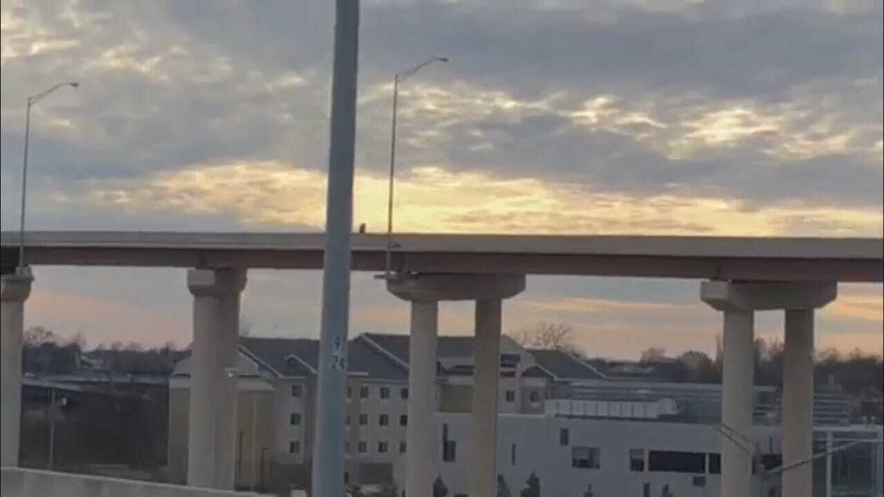WATCH: Man On Tulsa Overpass Bridge