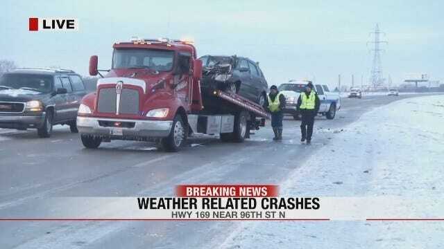 Cars Slipping And Sliding On Highway 169