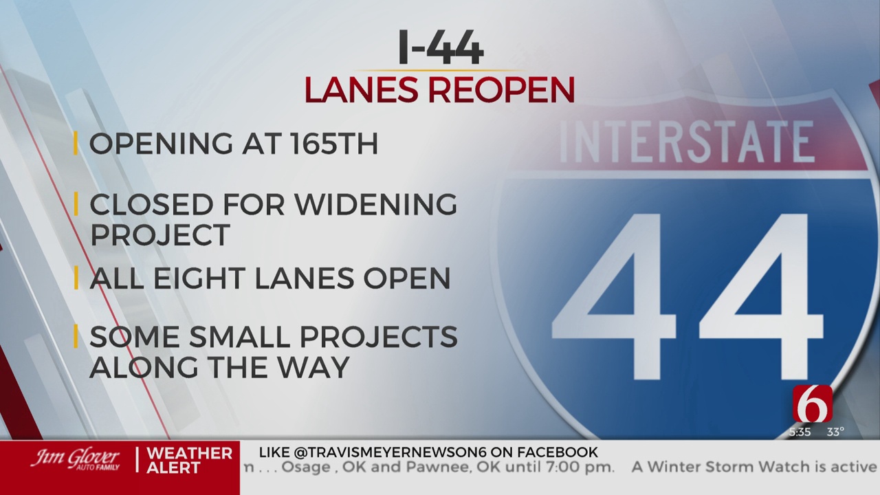 I-44 To Open All Lane At 165th East Ave