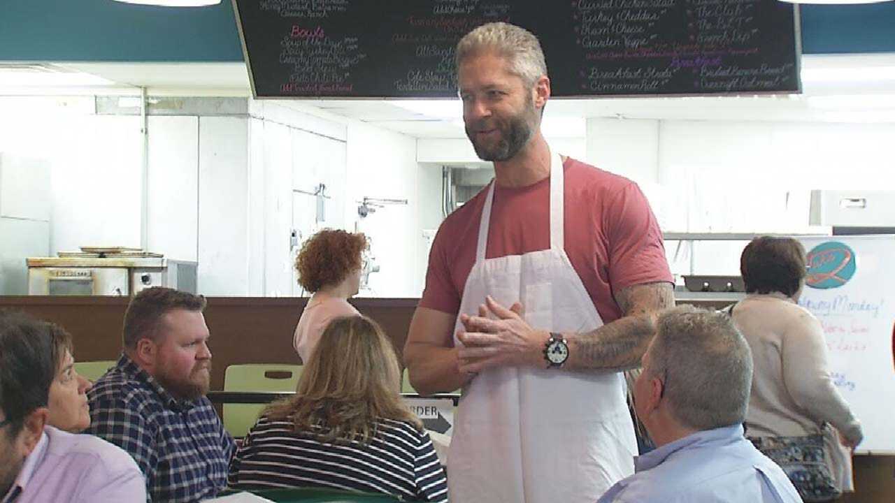 Sean 'Sticks' Larkin Serves Customers At Tulsa's Take 2 Cafe
