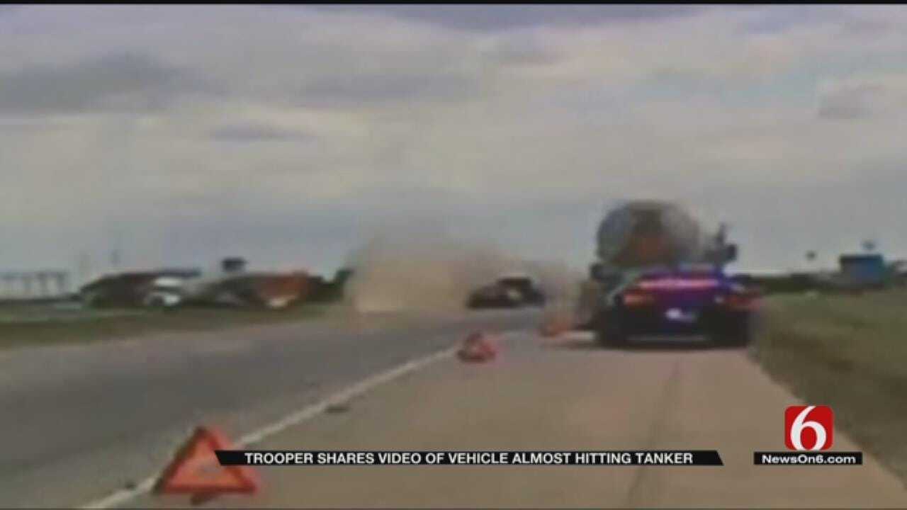 OHP Video Shows Close Call On I-35 In Ardmore