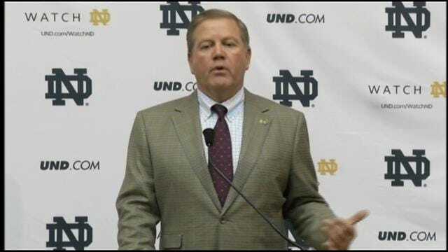 Notre Dame's Kelly Addresses Sooners At Weekly Press Conference