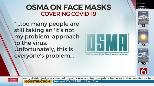 Oklahoma State Medical Association Calls On Governor Stitt To Implement Statewide Face Mask Policy