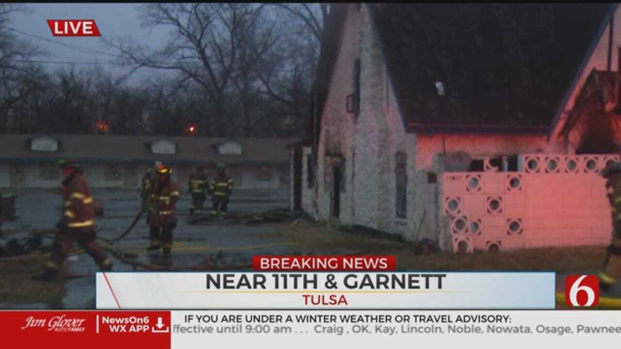 Tulsa Crews Work To Extinguish Fire At Abandoned Motel