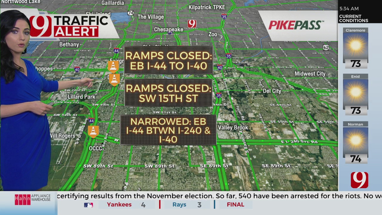 Work On I-44 Eastbound Closes SW 15th St. Ramp To I-40