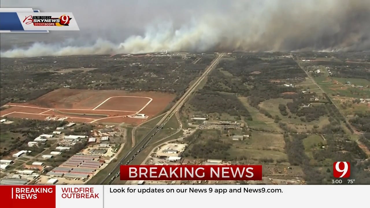 OKC Wildfire Outbreak Causes Traffic Backup On I-35