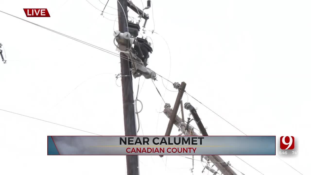 Power Lines Downed In Canadian County Near Calumet From Severe Weather