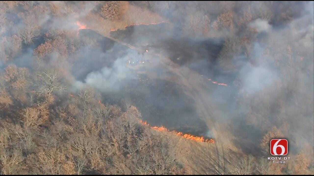 Osage SkyNews 6 HD Flies Over Creek County Grass Fire