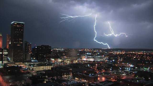 Overnight Video Of Lightning Storm From Osage Casino Downtown SKYCAM