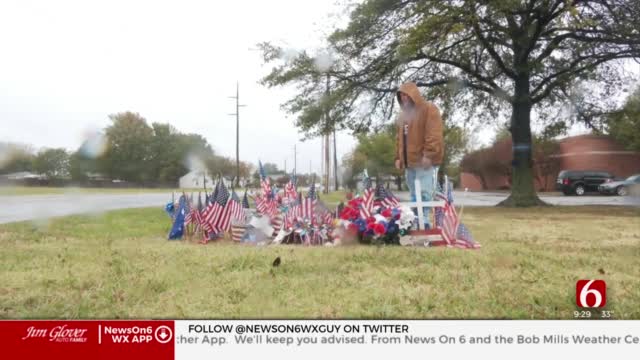 Man Claims Memorial To Fallen Tulsa Police Officer Was Vandalized 