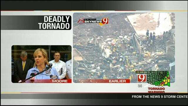 Gov. Fallin Speaks About Deadly Tornado At News Conference