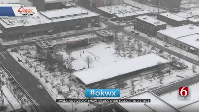 Watch: Time Lapse Of Snow Fall Over Tulsa Arts District