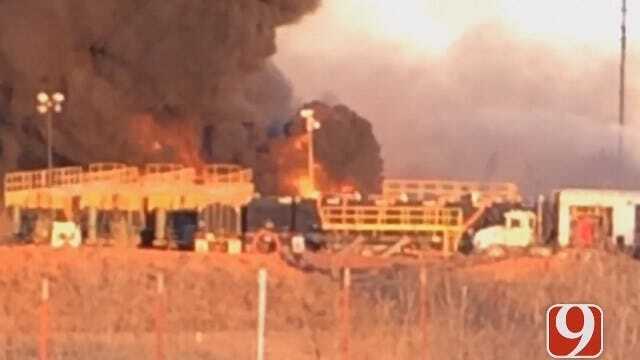 Highway Closed Due To Fracking Site Fire Near Chickasha
