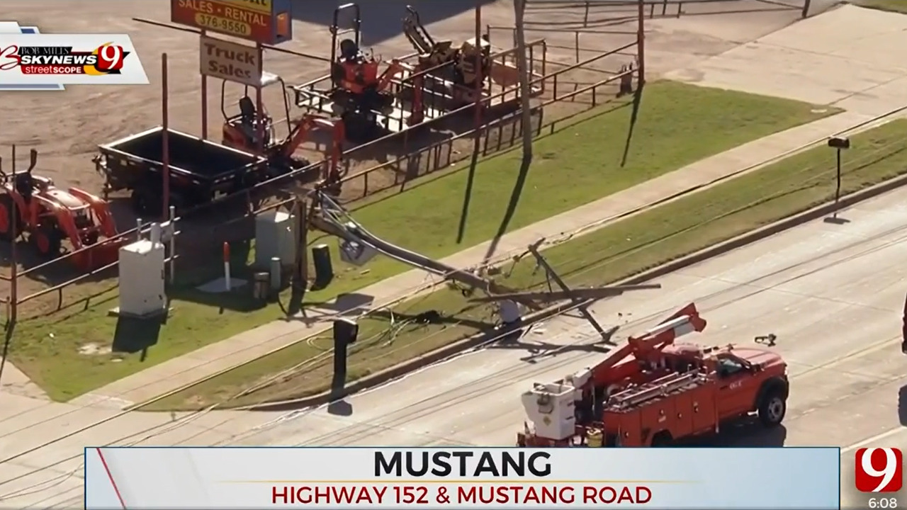 Electricity Restored In Mustang After Semitruck Crash Knocks Over Power Poles