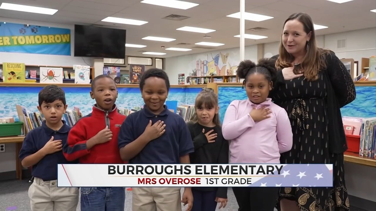 Daily Pledge: 1st Grade Students At Burroughs Elementary