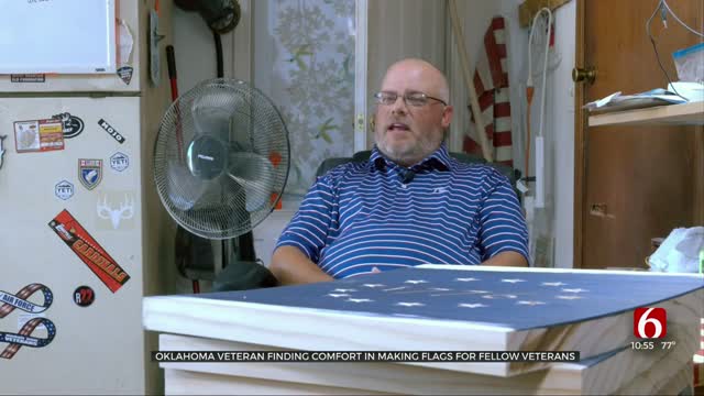 Oklahoma Veteran Finds Comfort In Making Flags For Fellow Veterans 