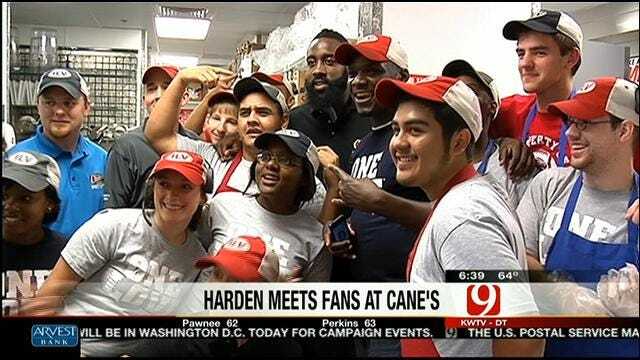 James Harden Meets Fans At Raising Cane's Restaurant In Edmond