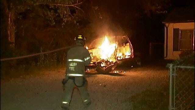 WEB EXTRA: Video Of North Tulsa Pickup Truck Fire