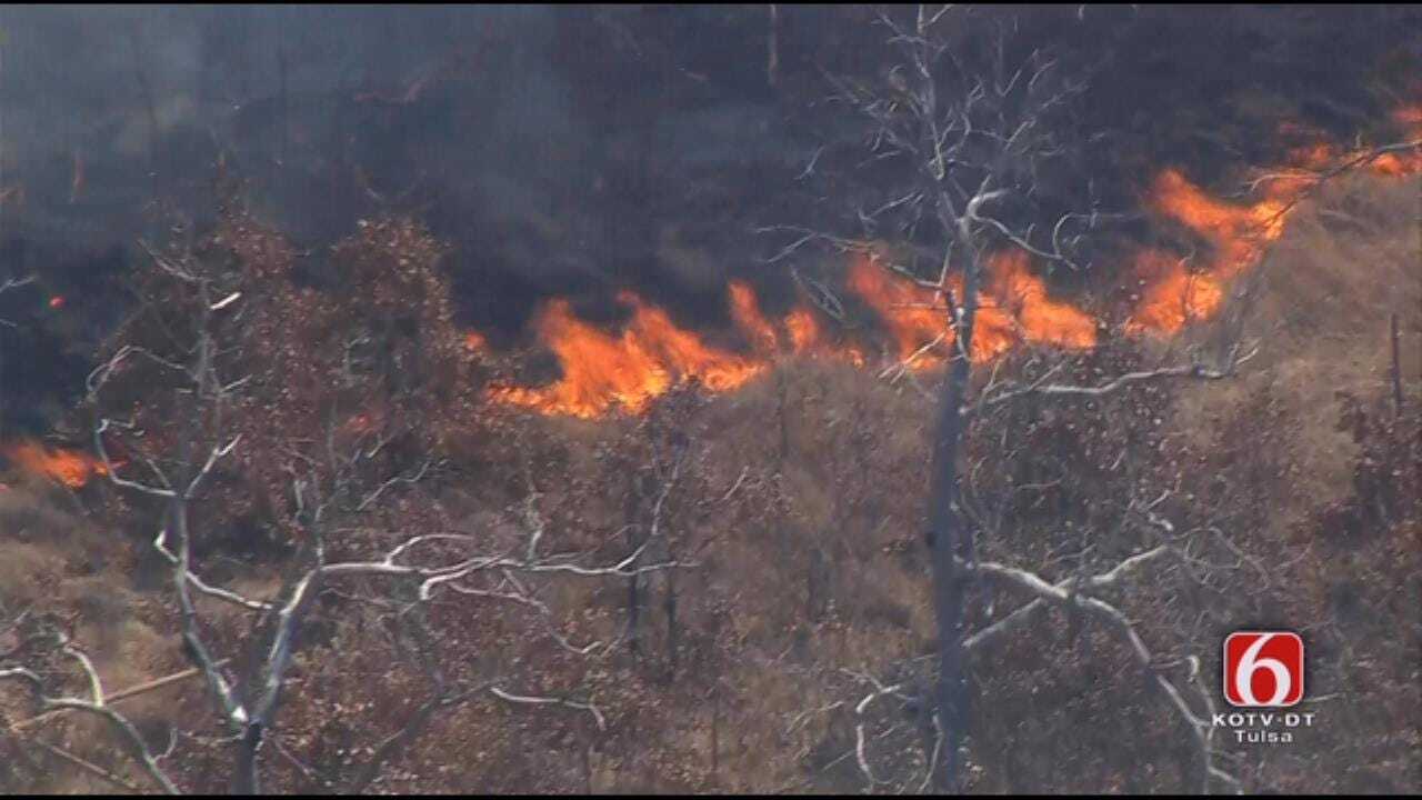 Osage SkyNews 6 Flies Over Grass Fire Near Keystone