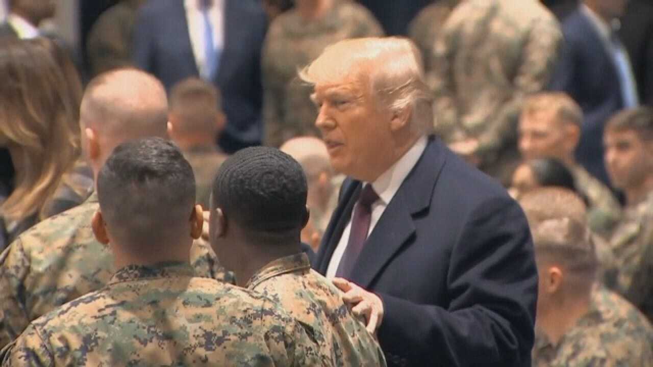President Donald Trump Visits Marine Barracks