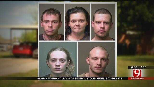 Search Warrant Leads To Several Stolen Guns, Six Arrests In SW OKC