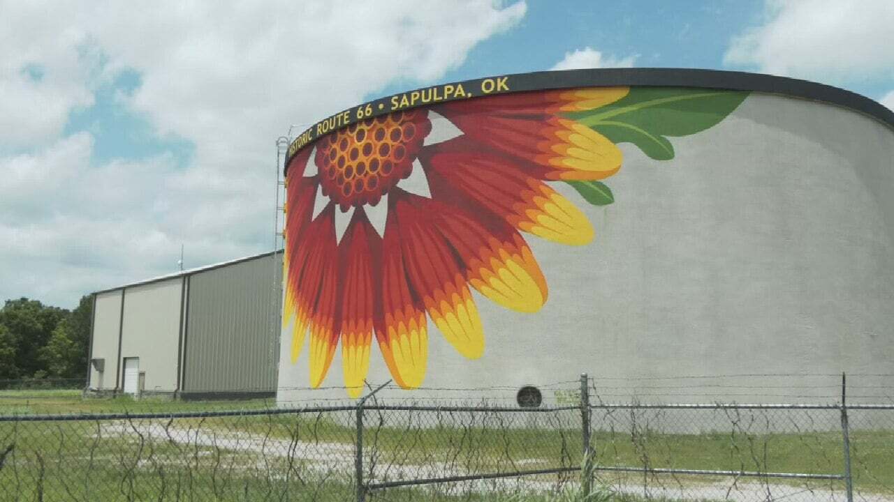 City Of Sapulpa Adds Beautiful New Mural To Route 66 Water Tower