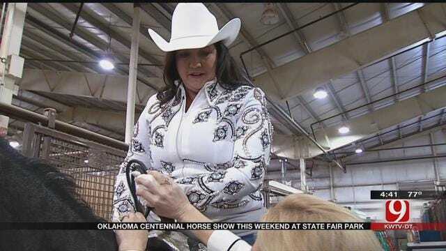 Sassy Mama Rides A Horse At The Oklahoma Centennial Horse Show