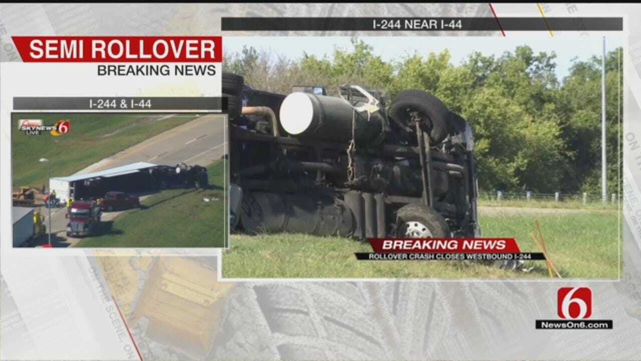 Semi Rollover Crash Closes Tulsa Highway Ramp