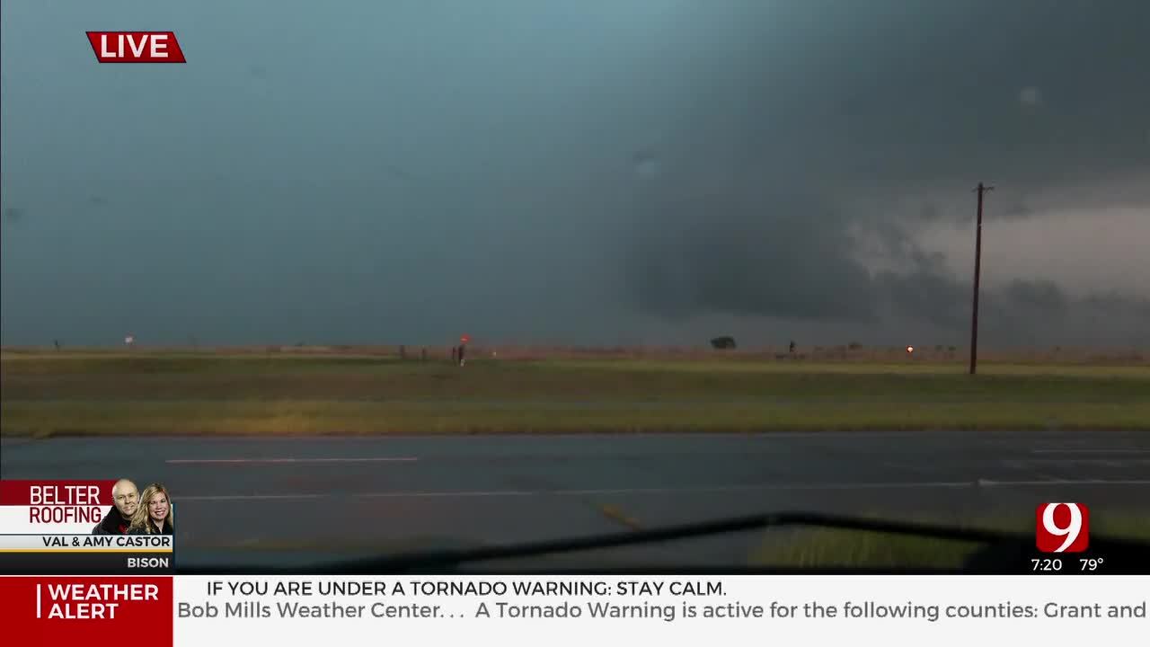 Tornado Hits The Ground Near Bison, Oklahoma