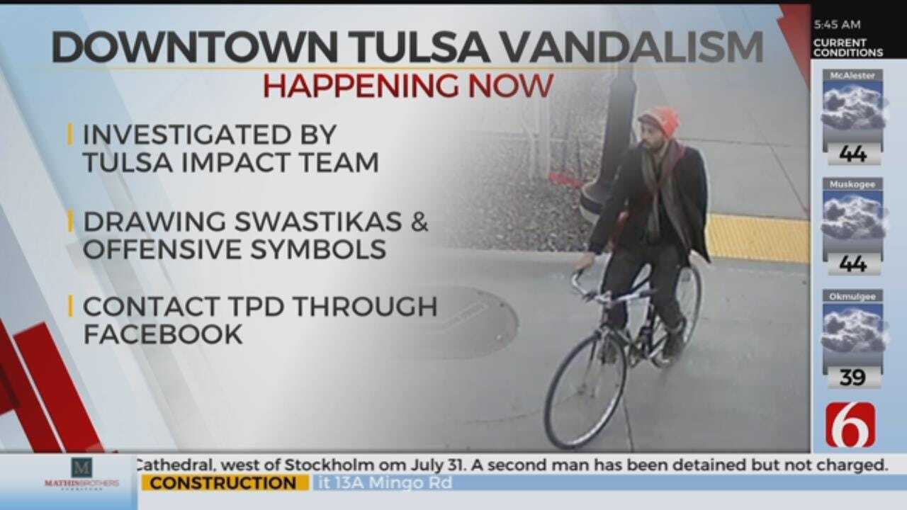 Police Looking For Man Seen Drawing Racist Imagery In Downtown Tulsa
