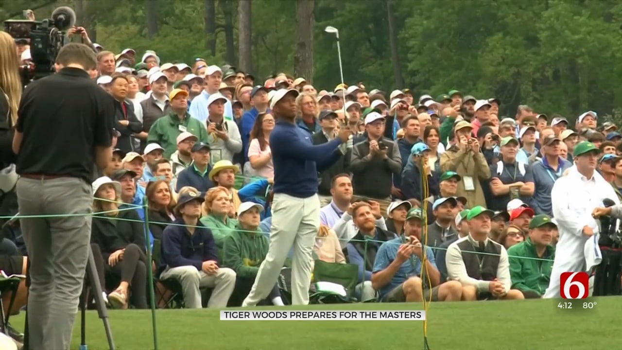 Tiger Woods Takes Practice Round At Augusta Ahead Of The Masters