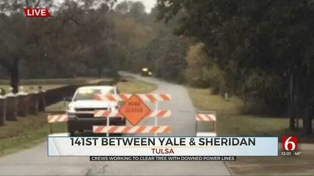 Bixby Clears Downed Power Lines From 141st Between Yale, Sheridan