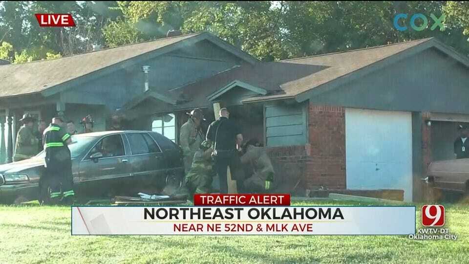 Car Crashes Into House In Northeast Oklahoma City