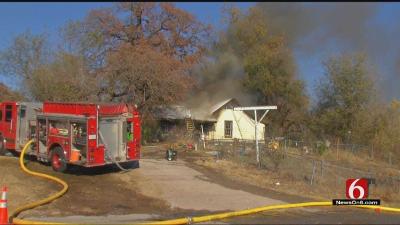 Firefighter Injured Battling Sand Springs House Fire