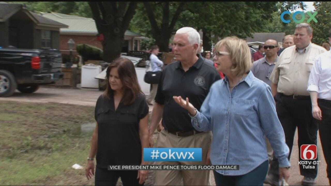Vice President Mike Pence Offers Hope To Oklahoma Flood Victims