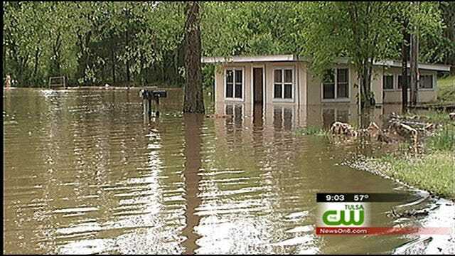 Flood Waters Swallow Campgrounds Along The Illinois River