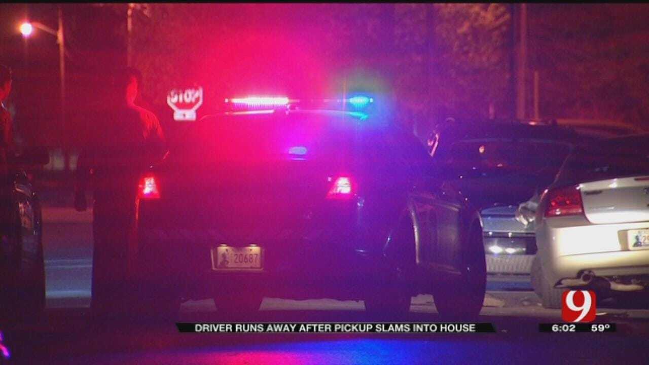 Driver Runs Off After Slamming Truck Into Car, Home in NW OKC