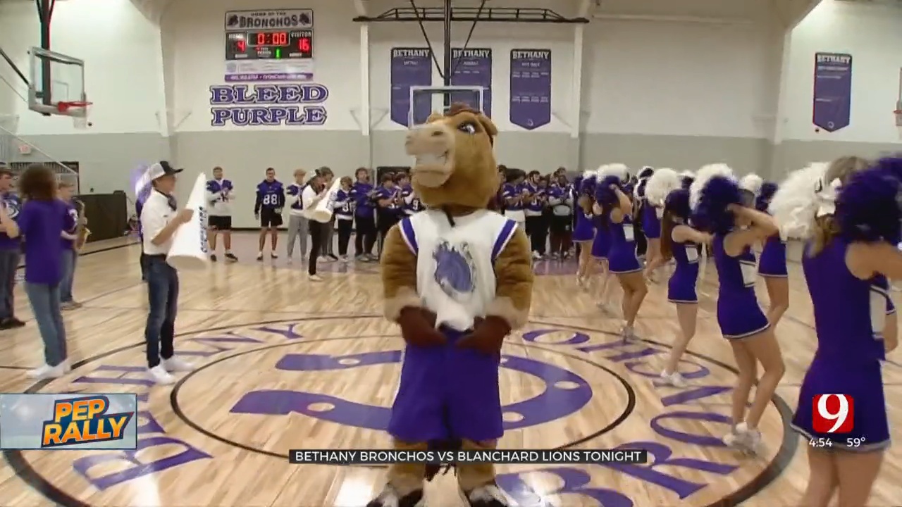 WATCH: News 9's Jordan Dafnis Joins Bethany Pep Rally Ahead Of Matchup Against Blanchard