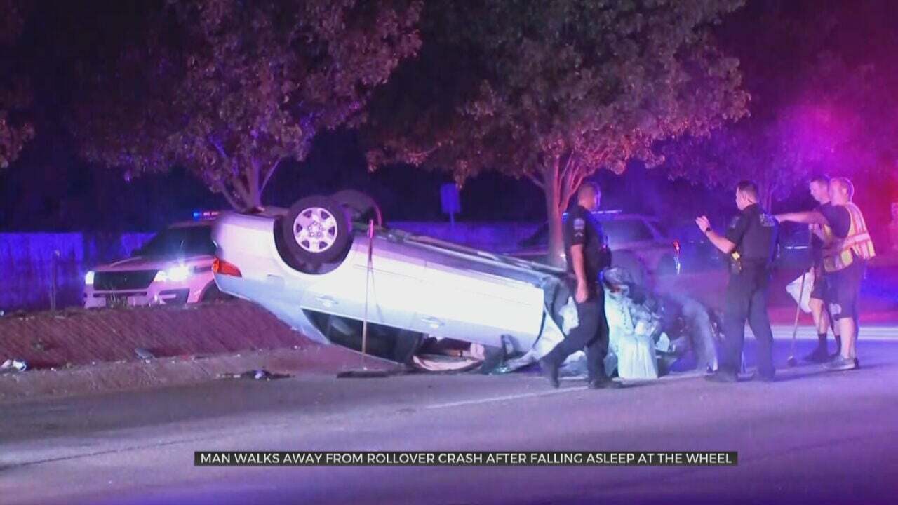 Man Involved In Rollover Crash After Allegedly Falling Asleep Behind The Wheel 